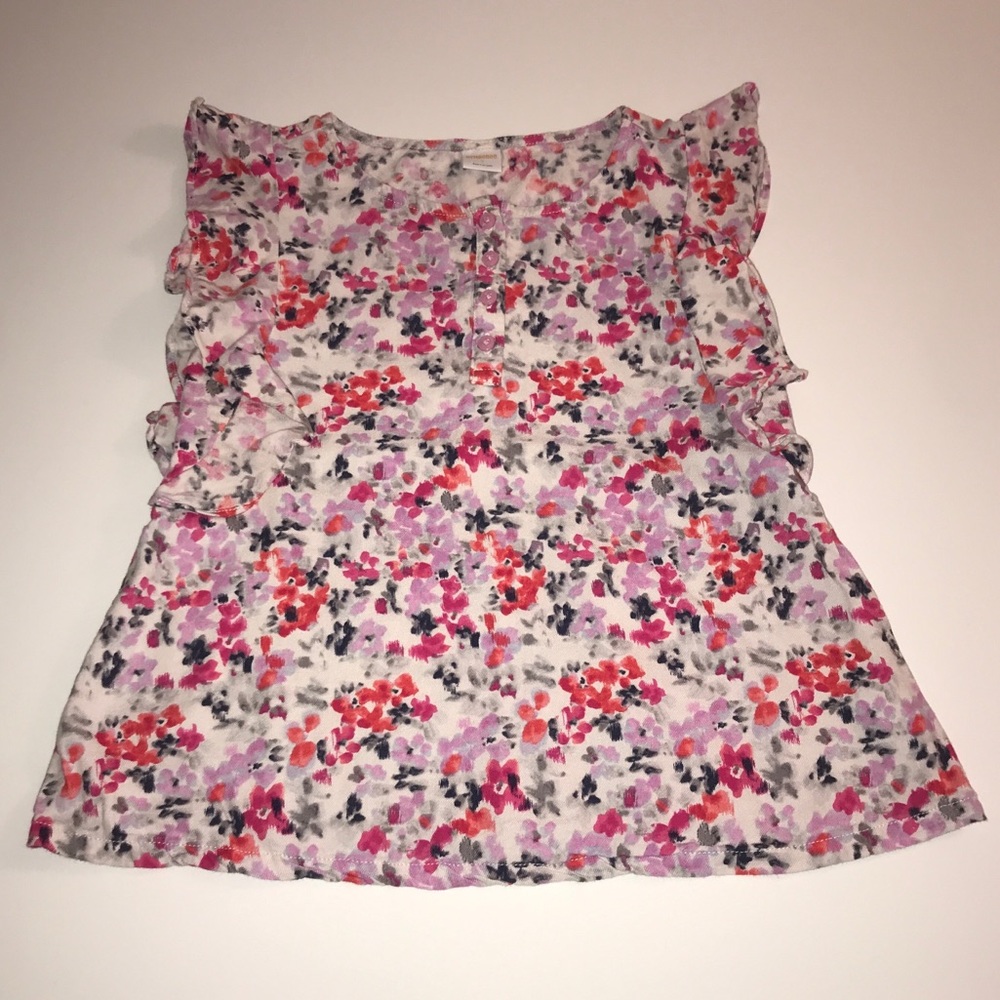 Gymboree‎ Floral Flutter Sleeve Top Size: 7